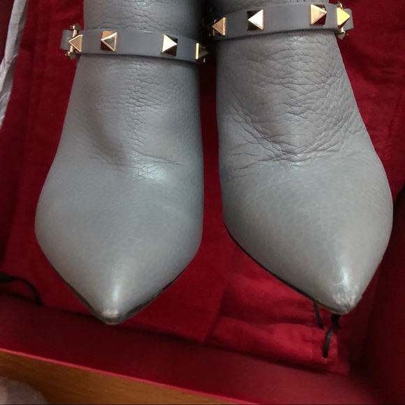 Valentino Rockstud High Heel Ankle Boot Gray 36 - Picture 2 of 7